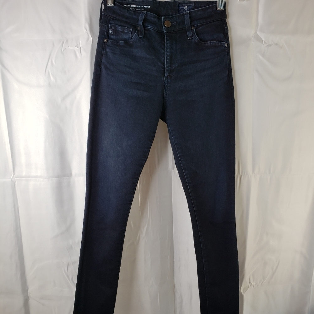 AG The Farrah Skinny Ankle Stretch Jeans Sz 24R Midnight Blue Slight Whiskering